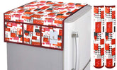 Kuber Industries Hearts Design PVC 1 Piece Fridge Top Cover and 2 Piece Handle Cover (Maroon) CTKTC33664
